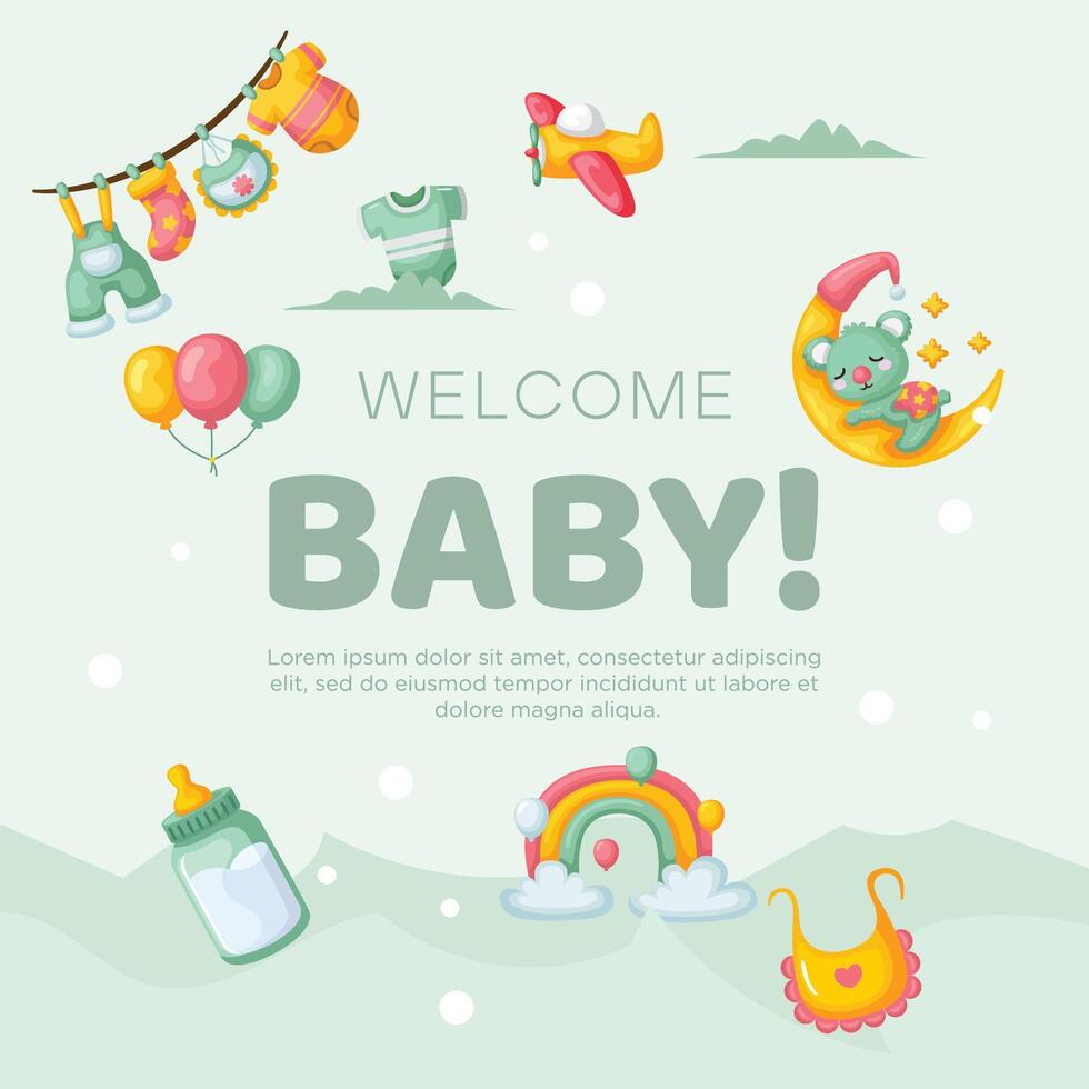 Hand drawn baby kid background design vector