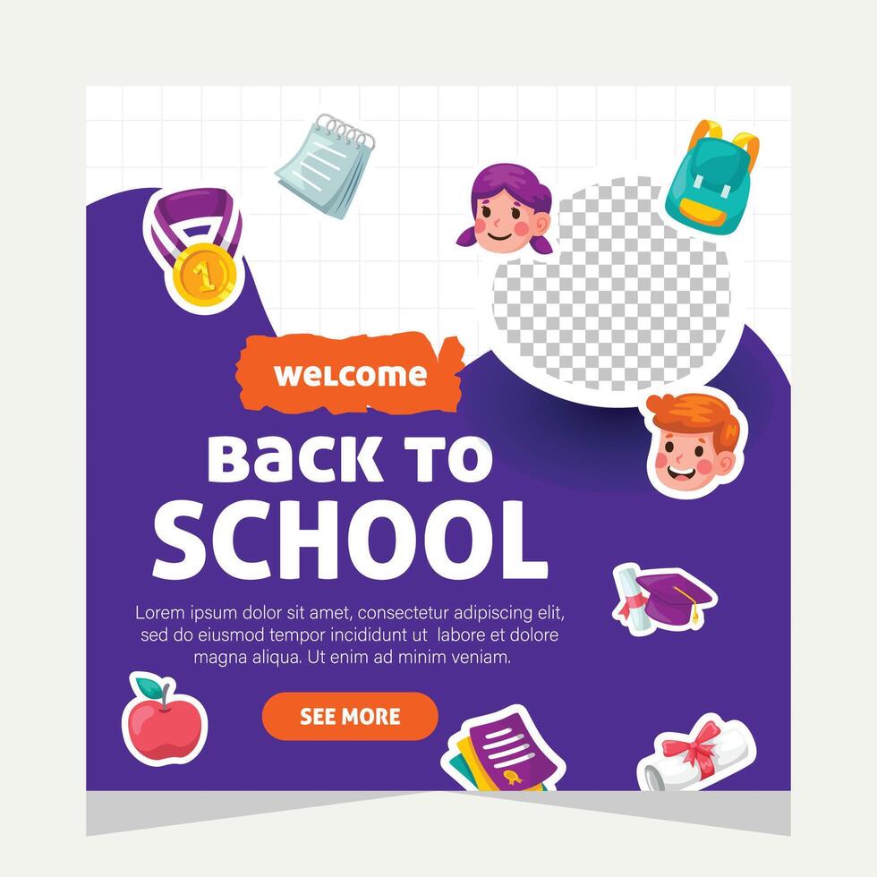 Social media post template design about education vector