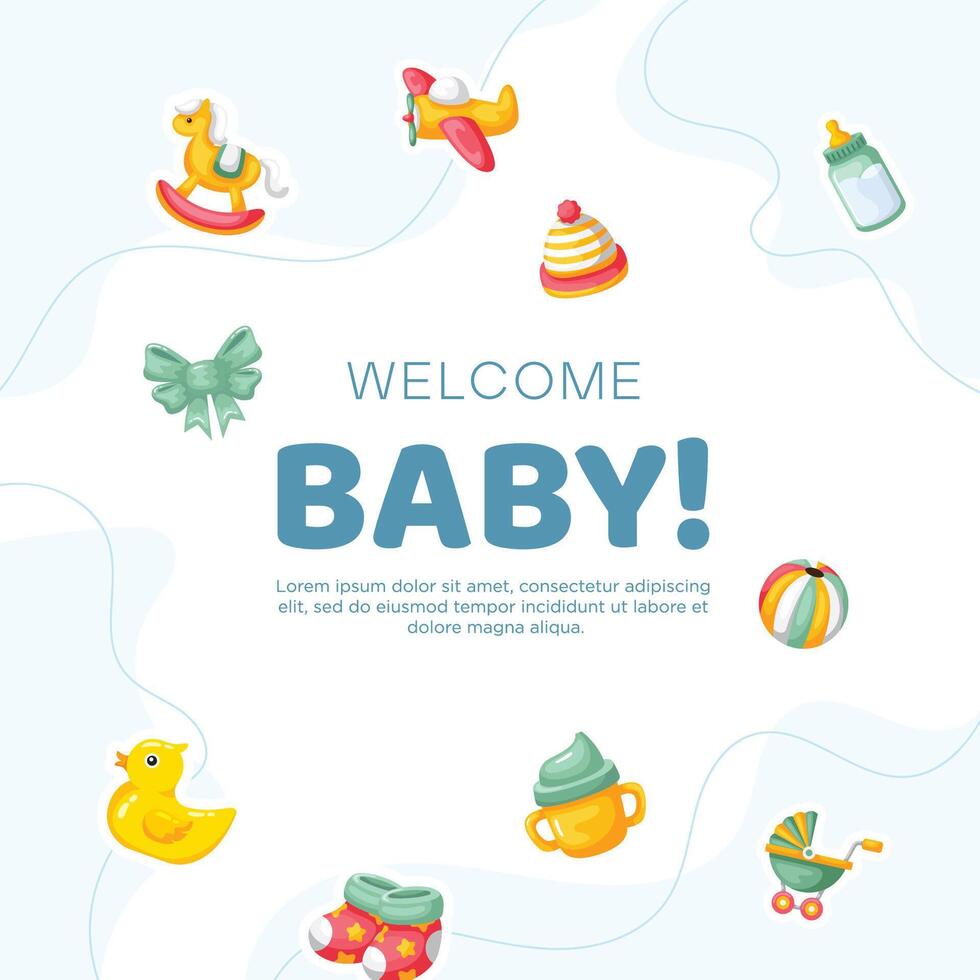 Template hand drawn baby announcement background design vector