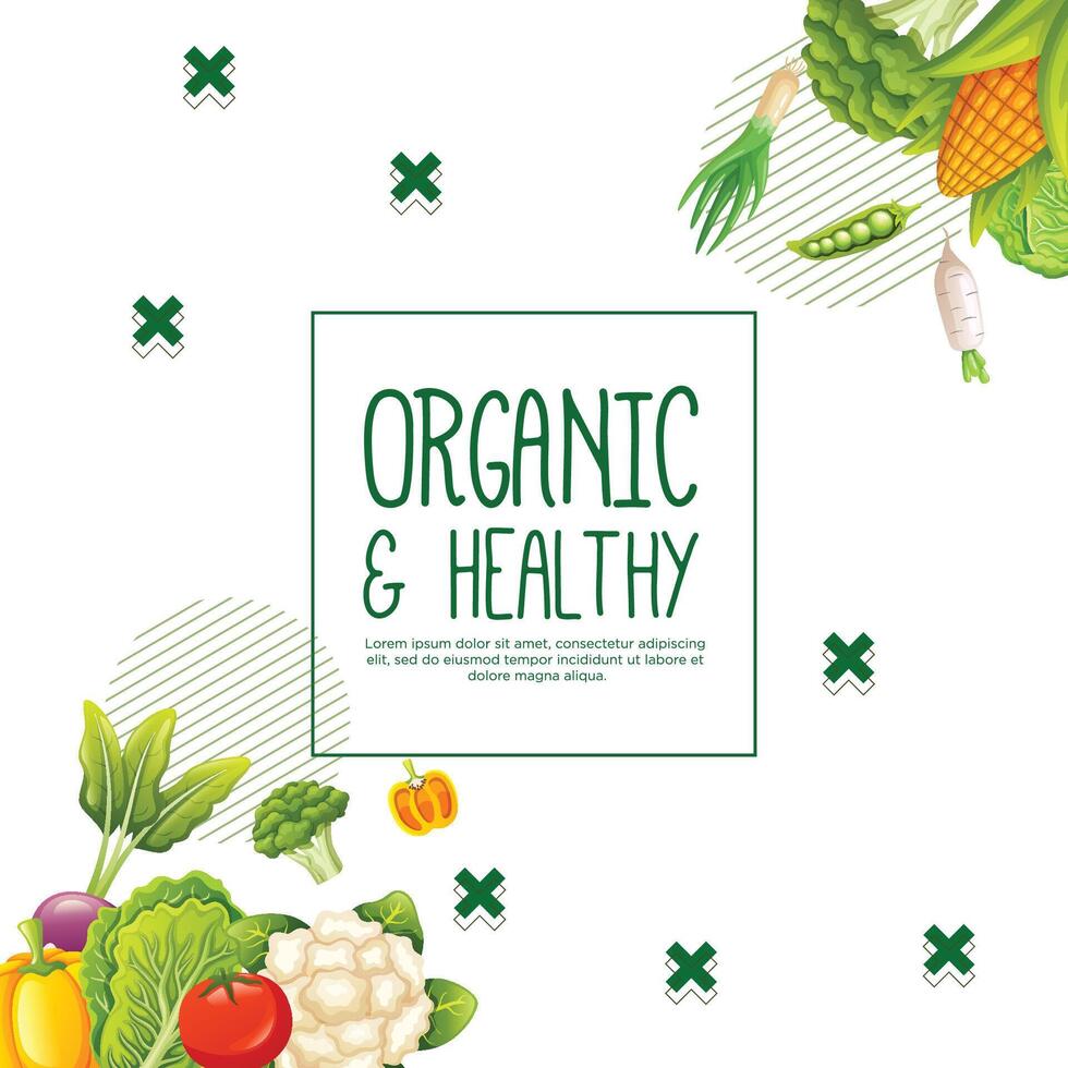 Organic and healthy social media post template design vector