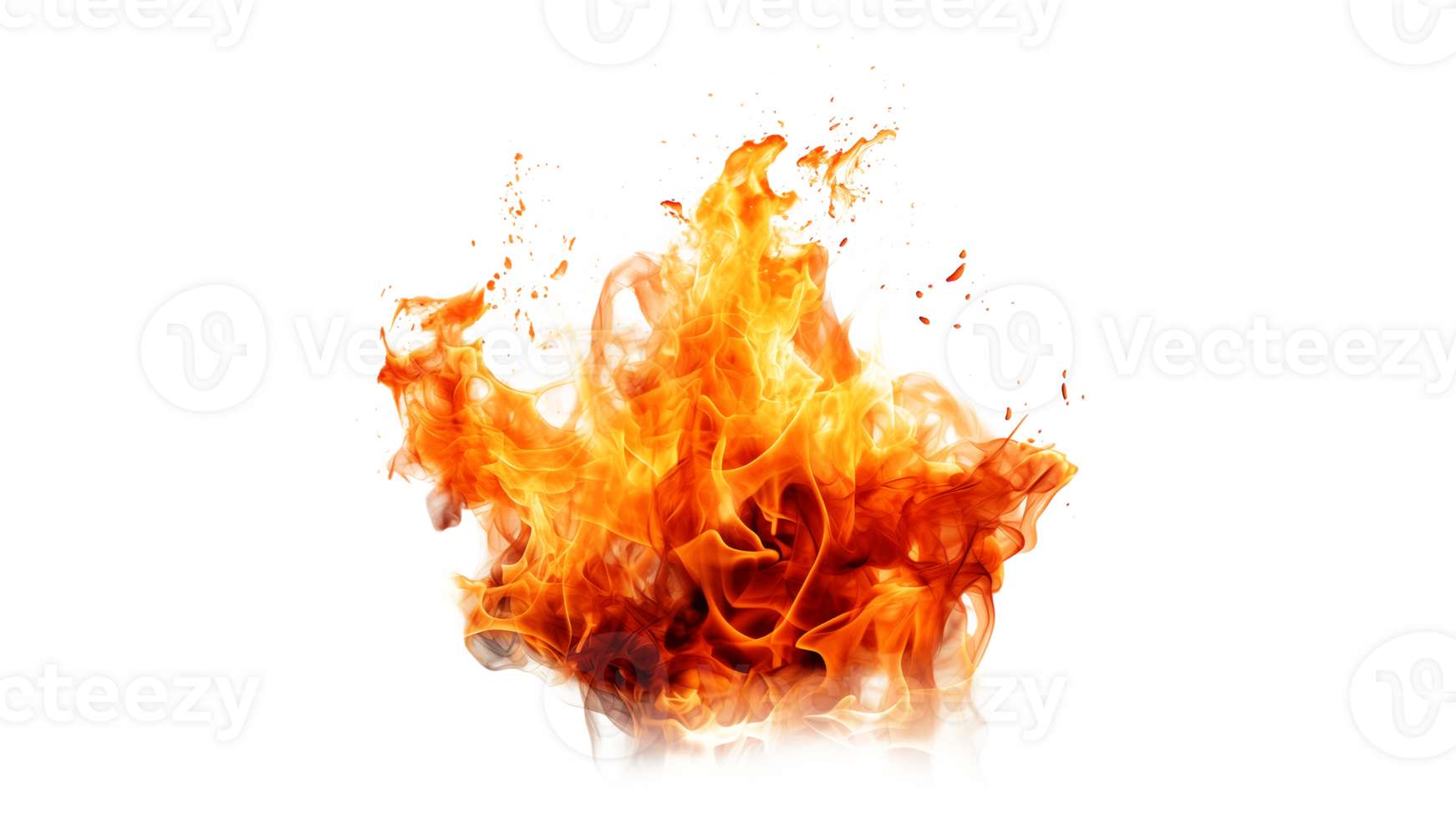 AI generated Fire flame on transparent background. Blazing flame on transparent background in png