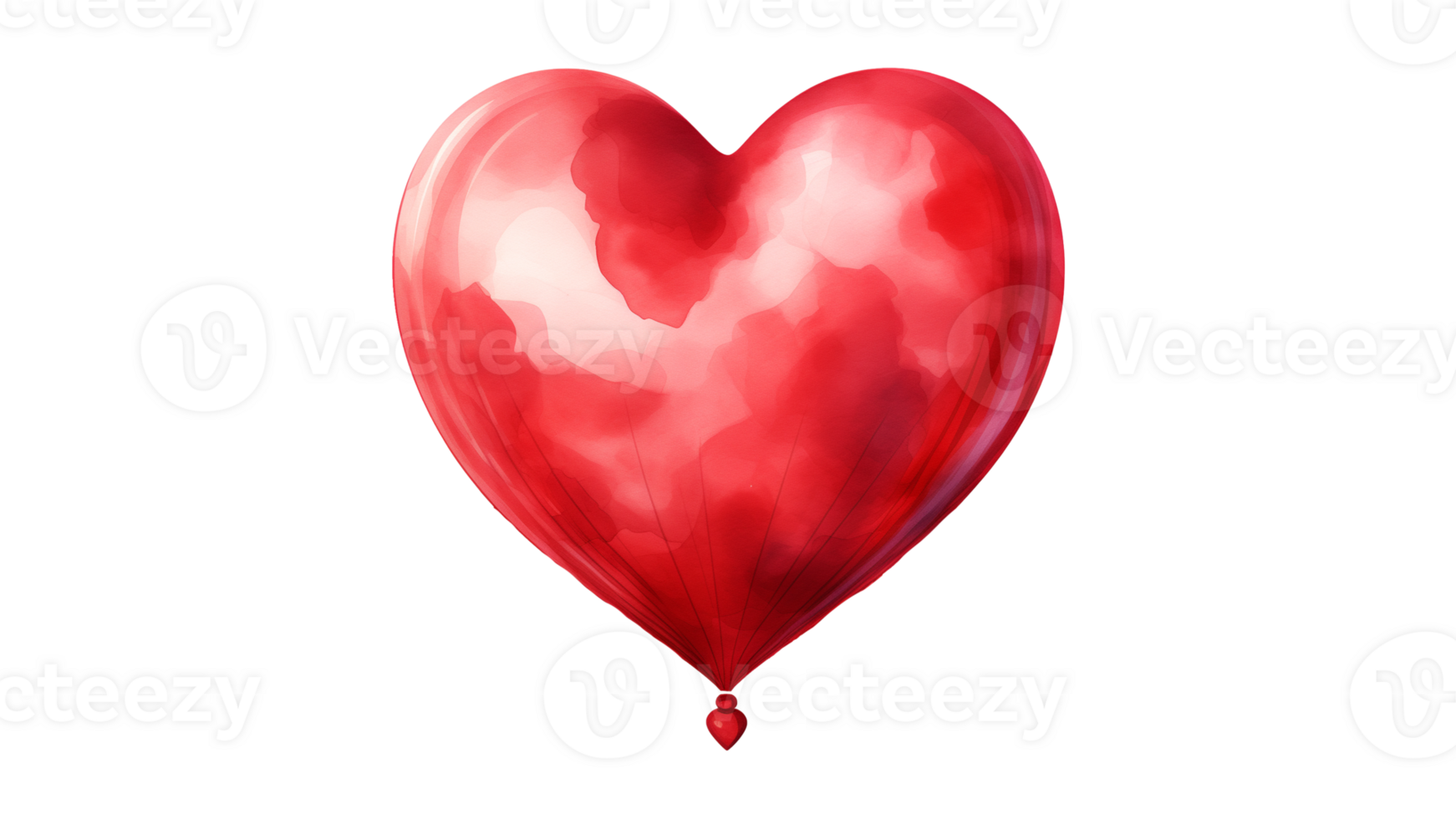 AI generated Heart balloon in watercolor style. Balloon in heart shape in watercolor style. Transparent background png