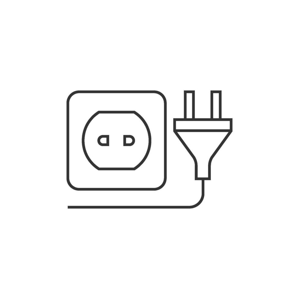 Electric plug icon in thin outline style vector