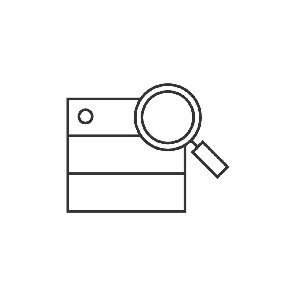 Database search icon in thin outline style vector