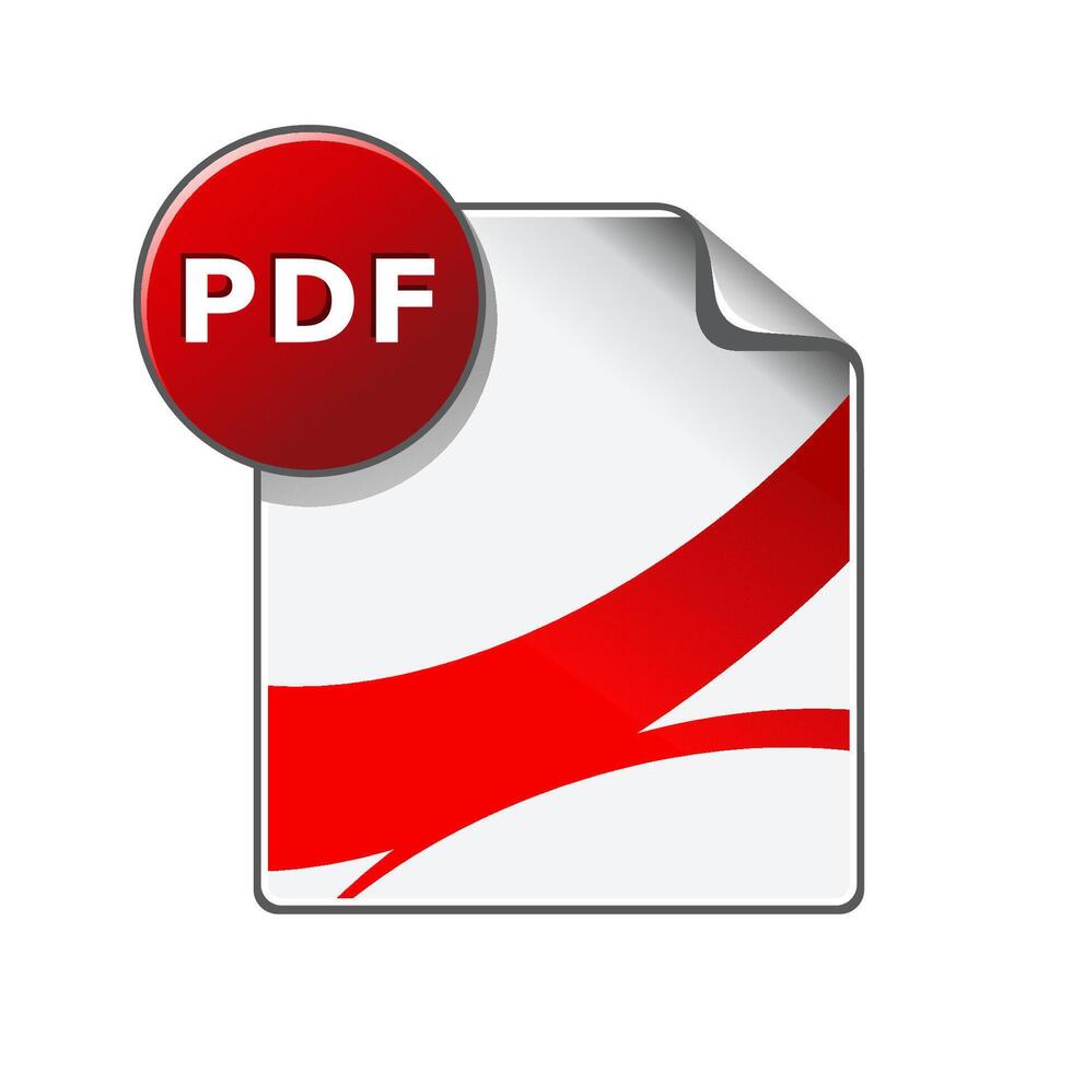 Portable document file format icon in color. Computer software web page vector