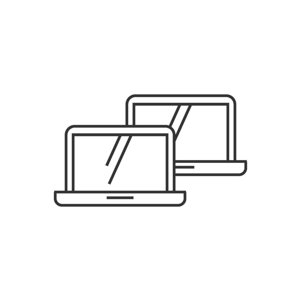 Laptops icon in thin outline style vector