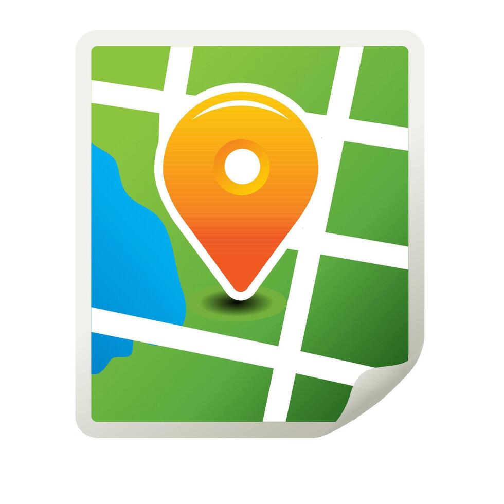 Map icon with pin location in color. Location info GPS vector