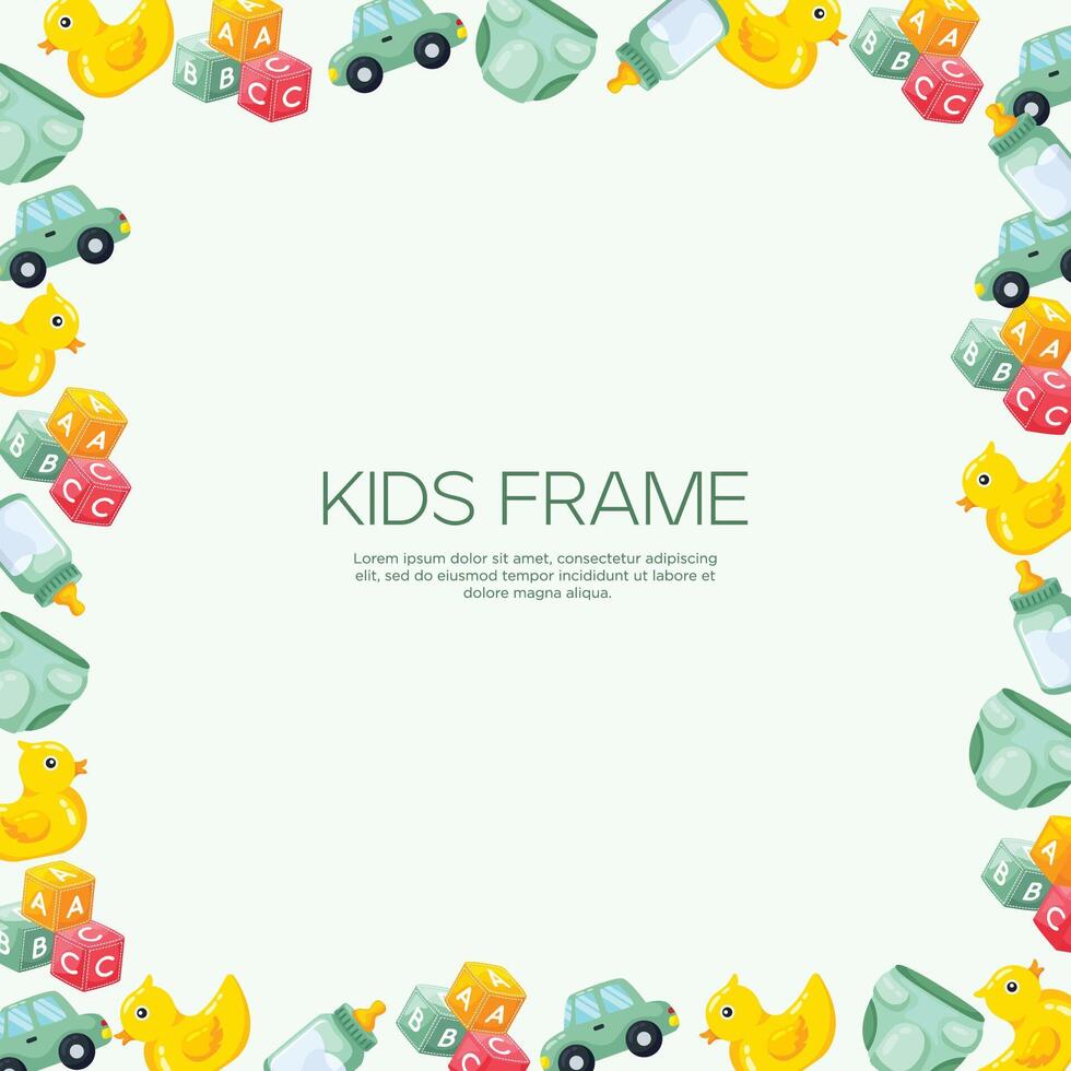 Baby frame and accessories background design vector