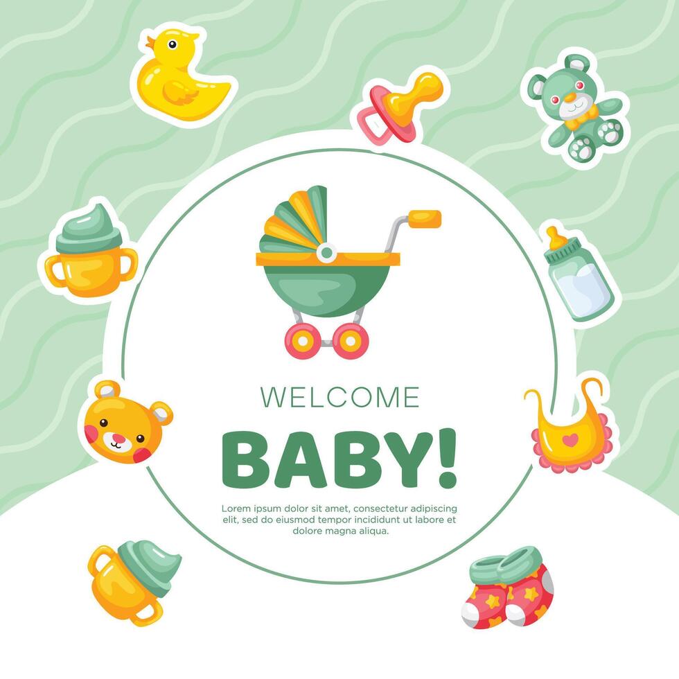 Hand drawn baby announcement background design vector