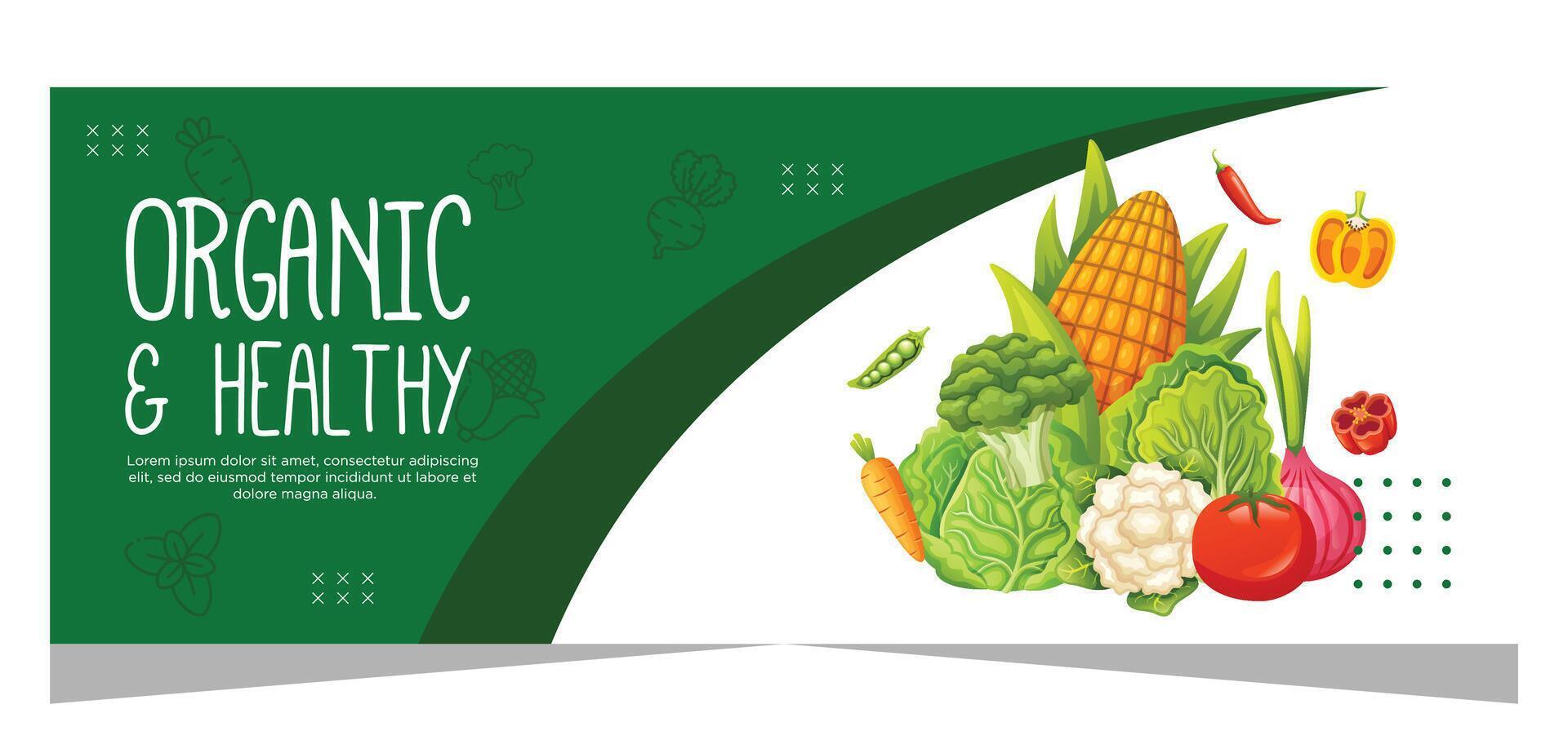 Vegetarian food banner template design vector