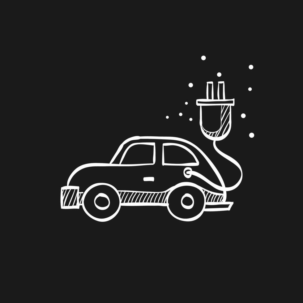 Electric car doodle sketch illustration vector