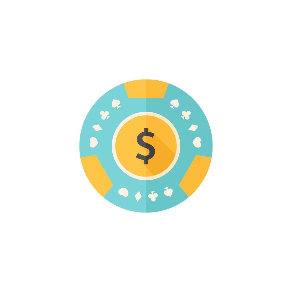 Gambling coin icon in flat color style. Leisure activity bet chance roulette jackpot vector