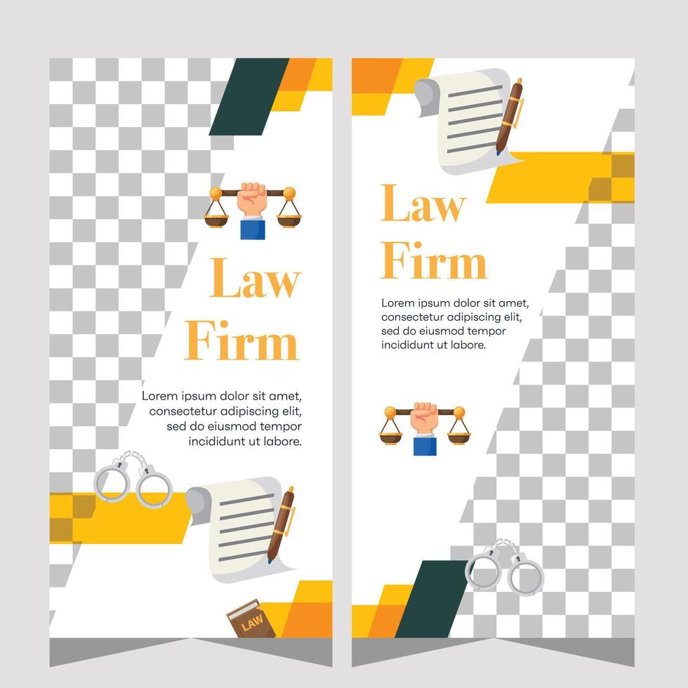 Vertical law firm banner design. Premium banner template vector