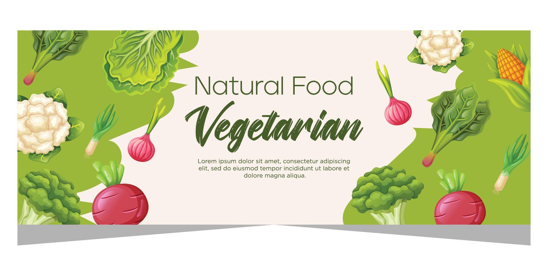 Healthy vegetarian food banner template design vector