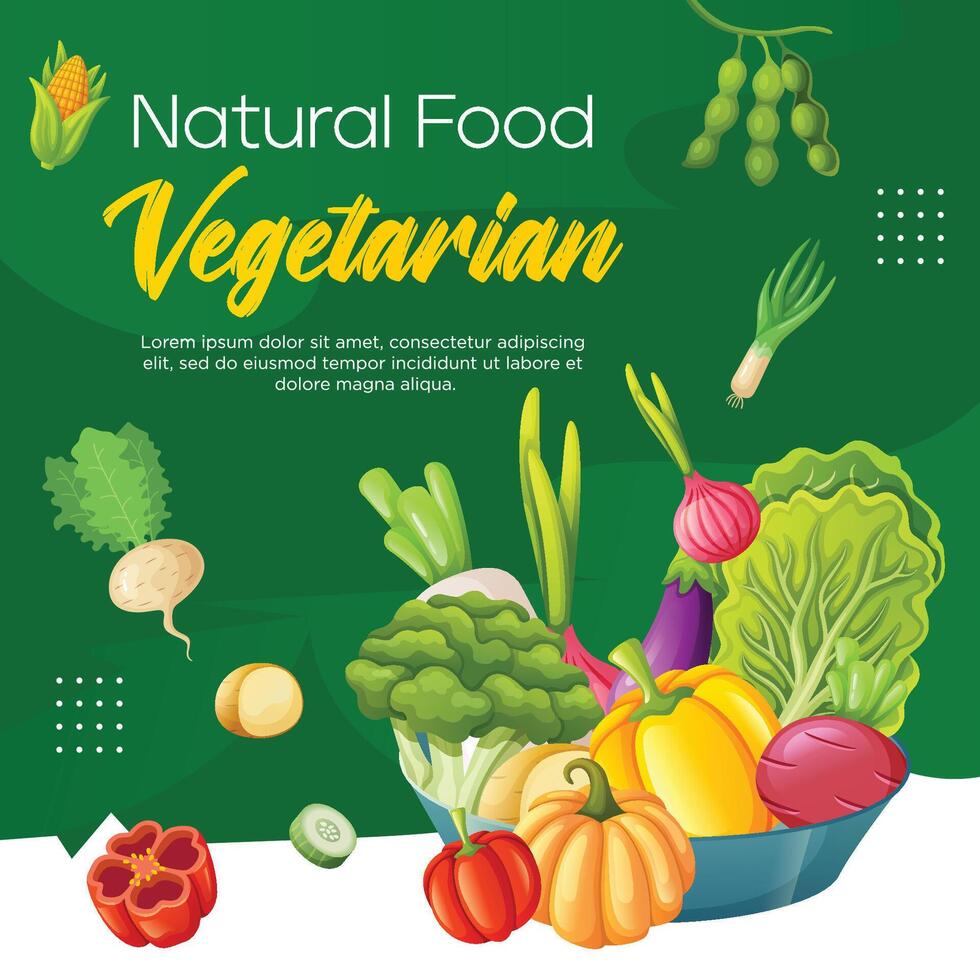 social medios de comunicación enviar vegetariano comida modelo diseño vector