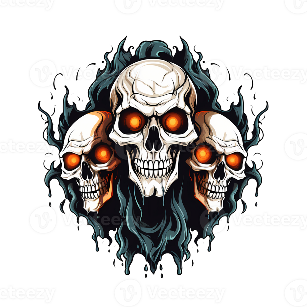 AI generated Skulls art illustrations for stickers, tshirt design, poster etc png