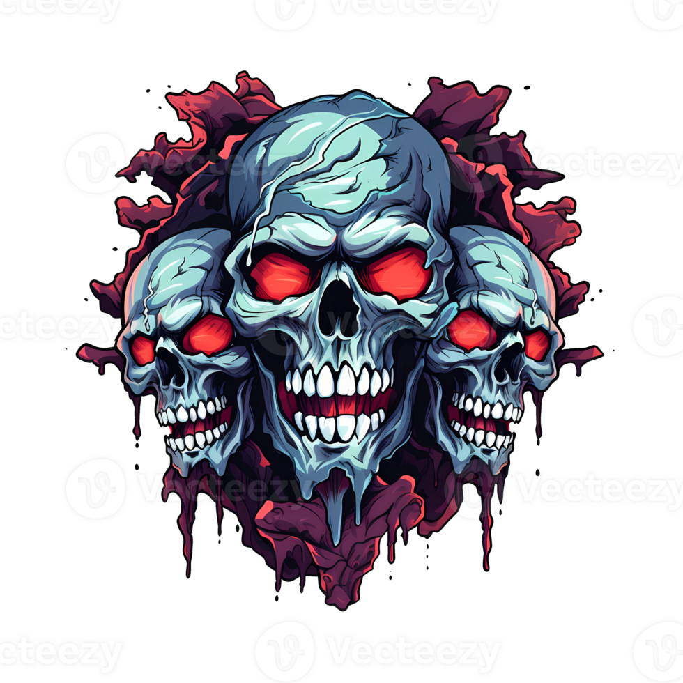 AI generated Skulls art illustrations for stickers, tshirt design, poster etc png