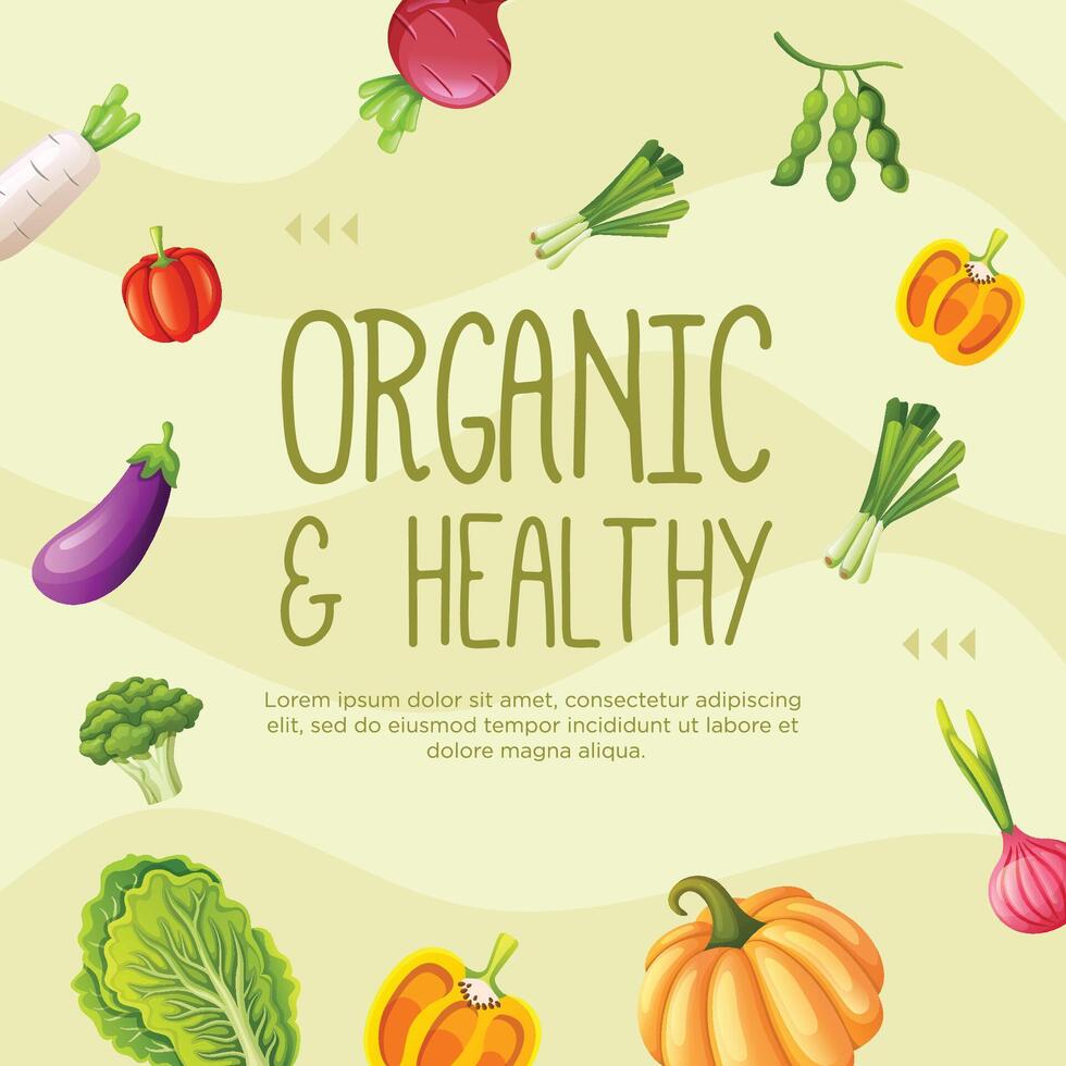 Healthy vegetarian food social media post template design vector