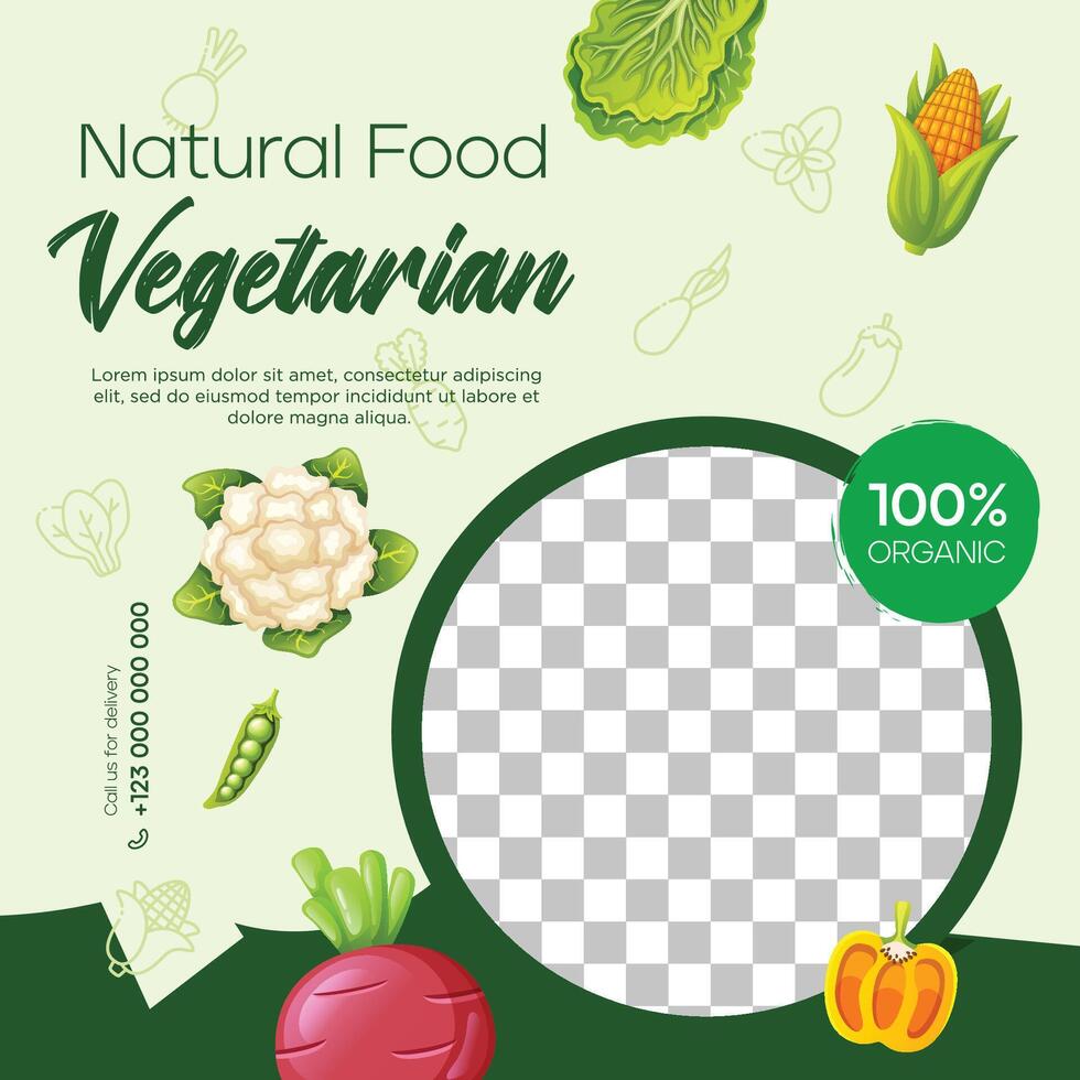 Organic and healthy food template social media post design vector