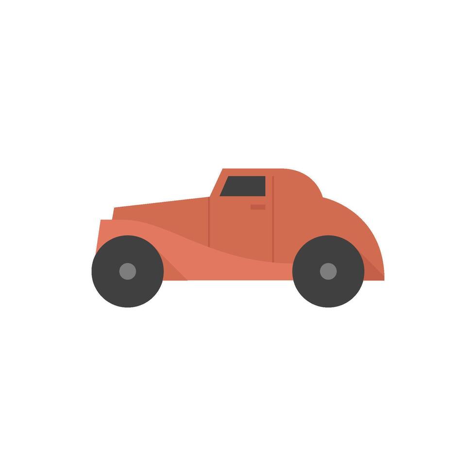 Clásico coche icono en plano color estilo. retro automotor juguete vector