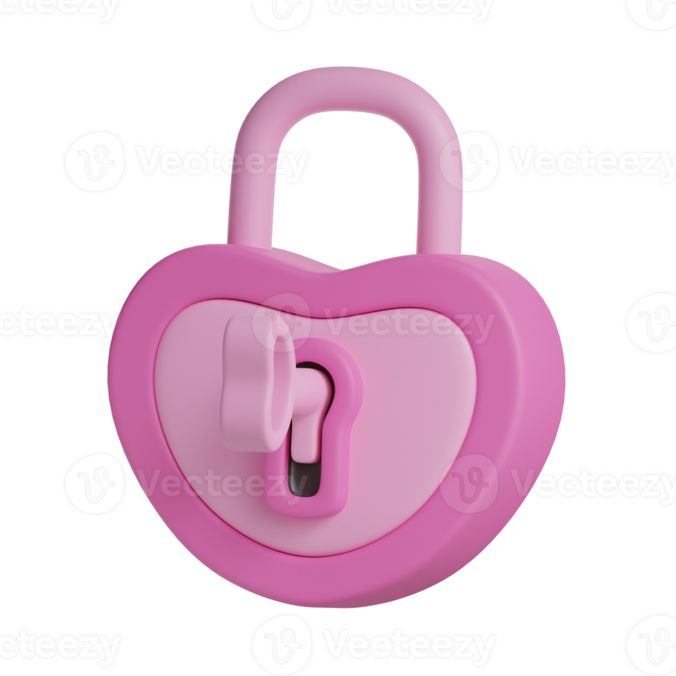 3d heart padlock valentines day icon png