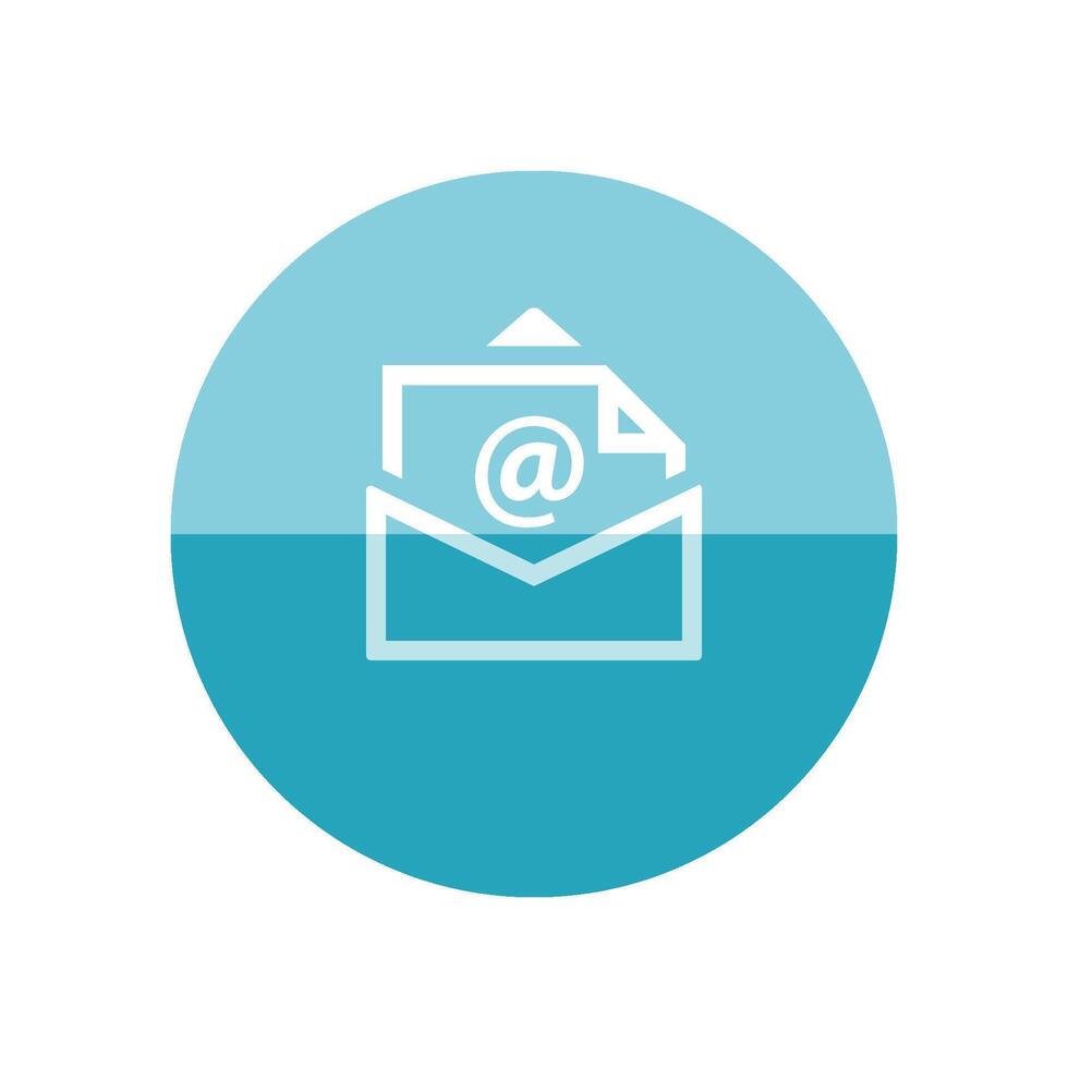 Email icon in flat color circle style. Envelope laptop business message mail electronic vector