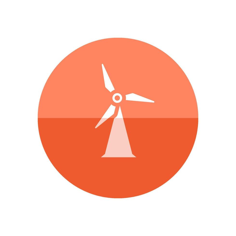 Wind turbine icon in flat color circle style. Power generation energy renewable vector