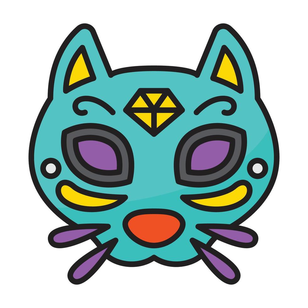 gato cara con concepto día de muerte. vector diseño