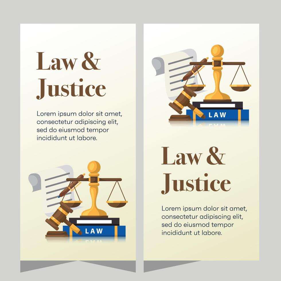 Flat design law firm vertical banner template. Premium banner template vector