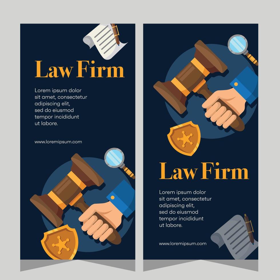 Flat design law firm vertical banner template. Premium banner template vector