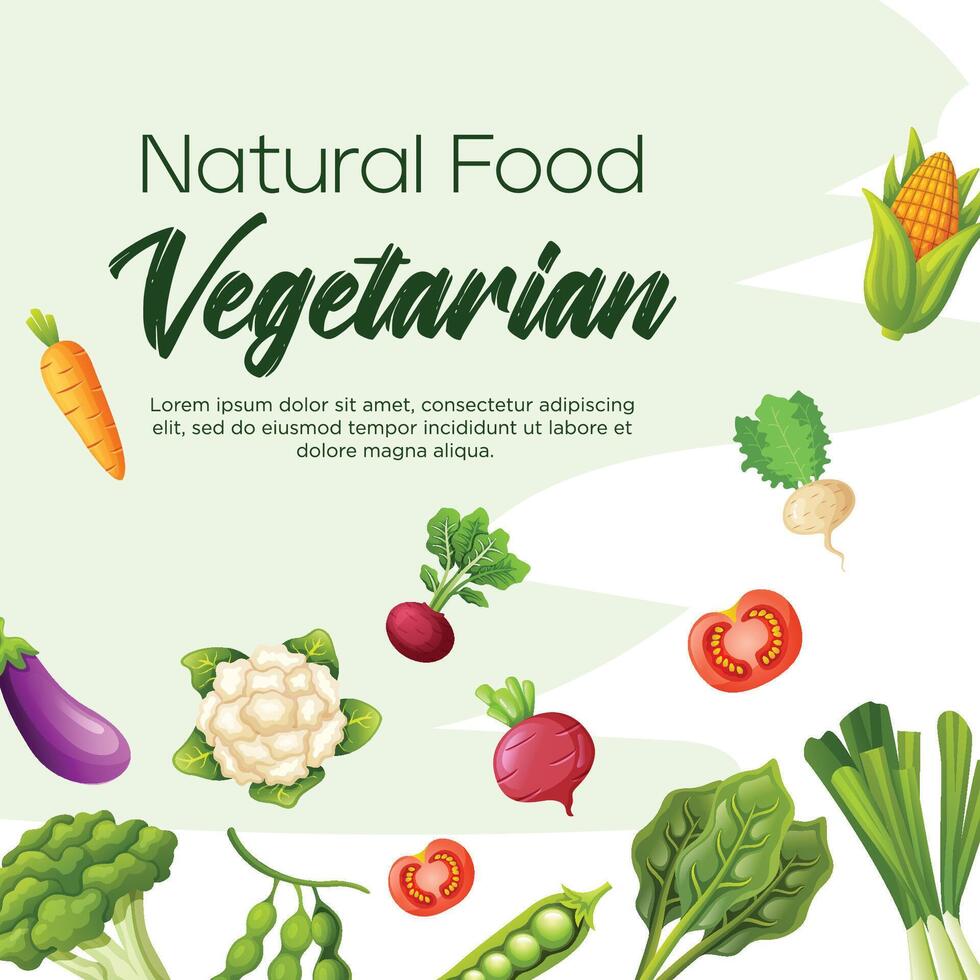 Post template for vegetarian or organic product vector