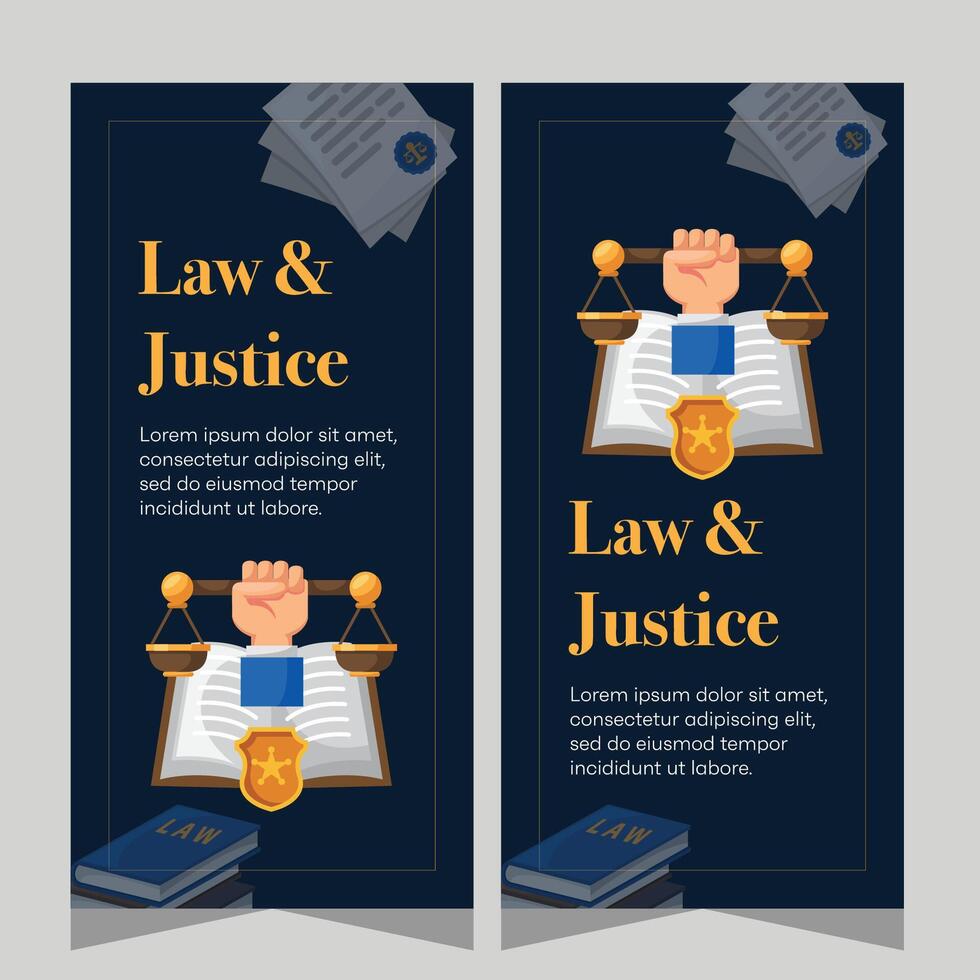 Law and justice template banner vertical. Premium banner template vector