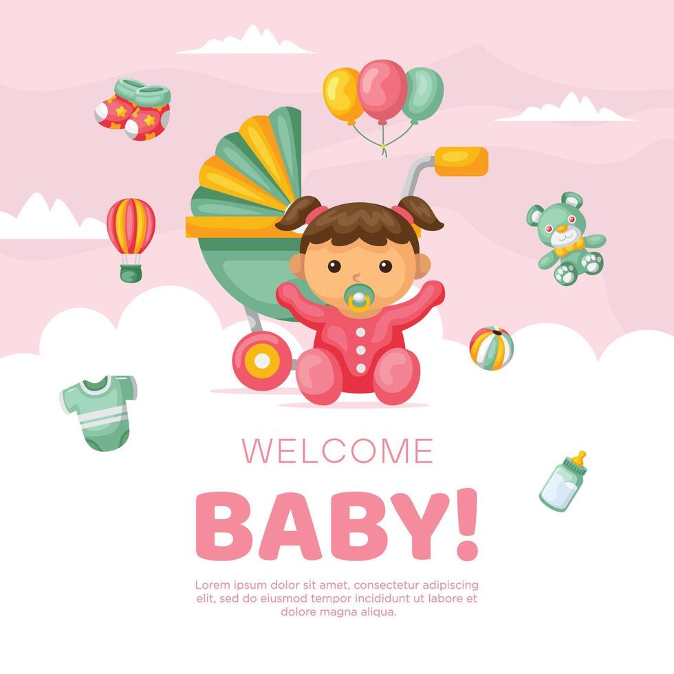 Hand drawn baby kid background design vector