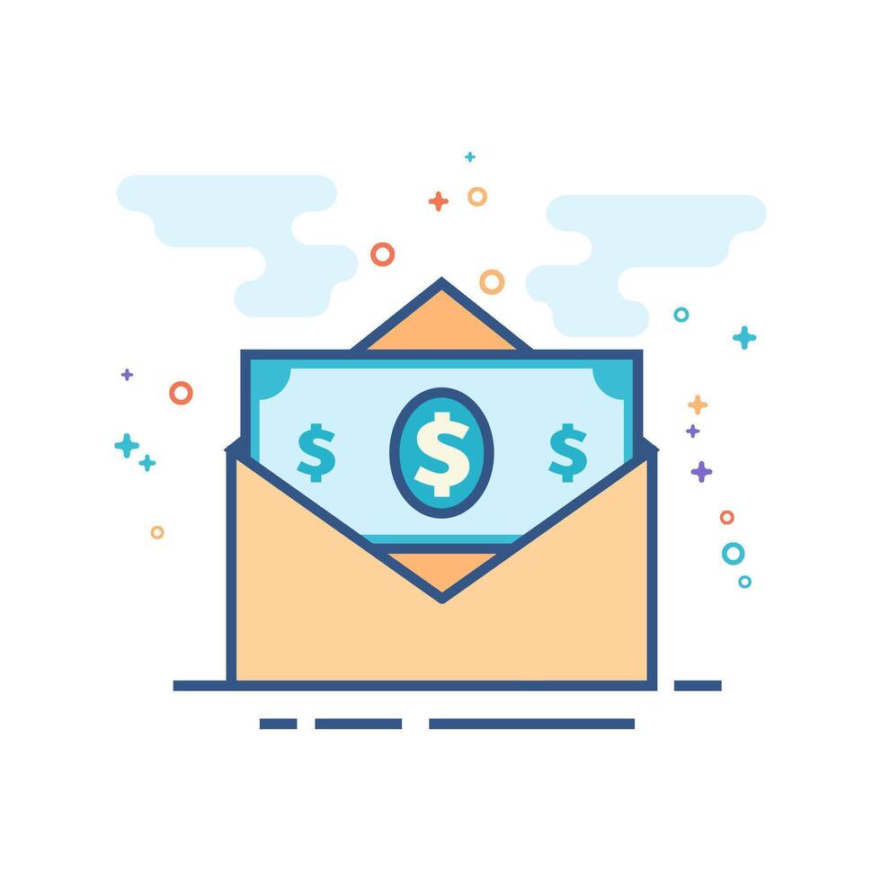 Money envelope icon flat color style vector illustration