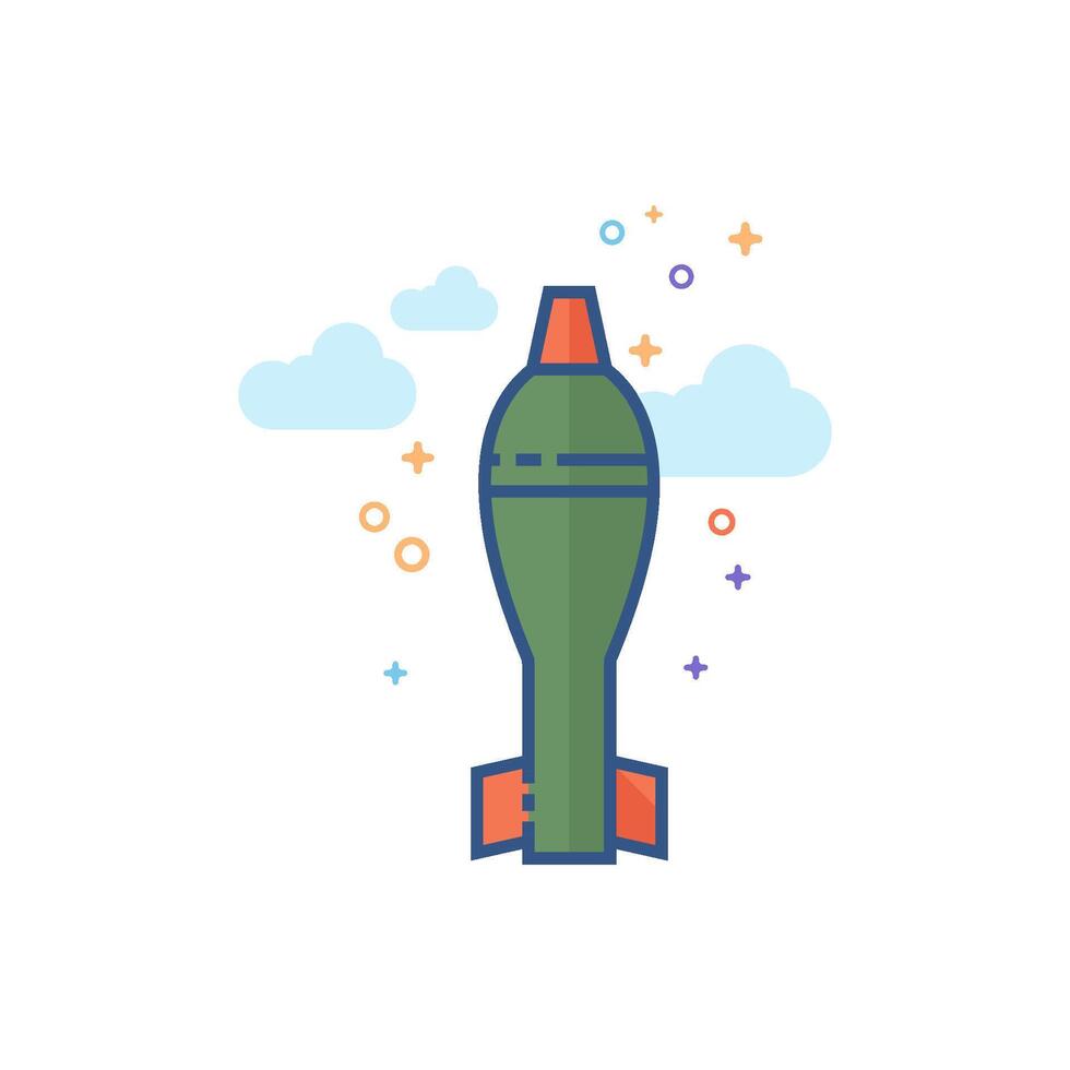 mortero misil icono plano color estilo vector ilustración