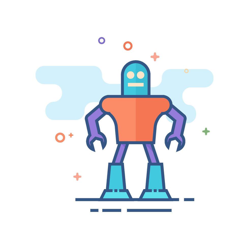 Toy robot icon flat color style vector illustration