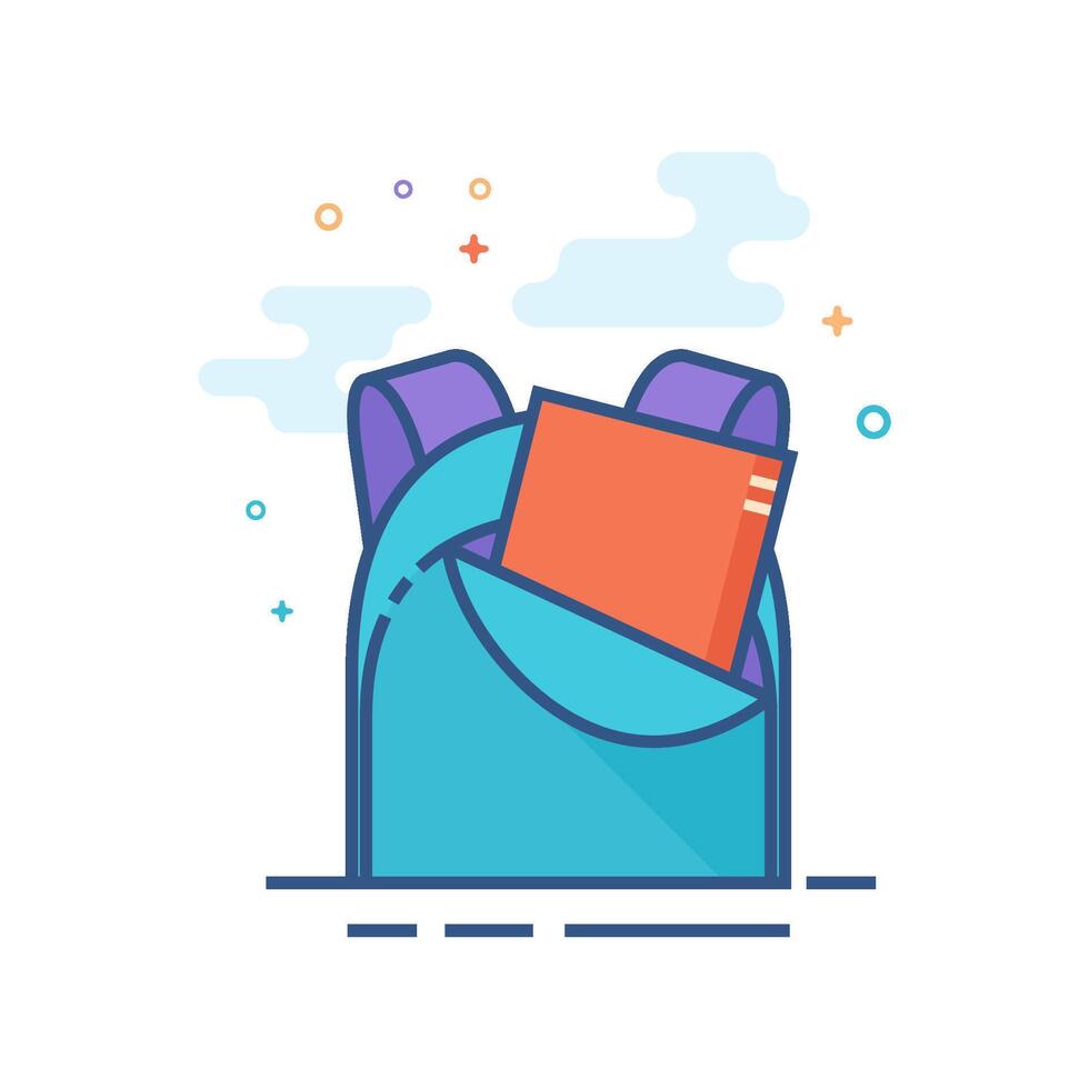 School bag icon flat color style vector illustration