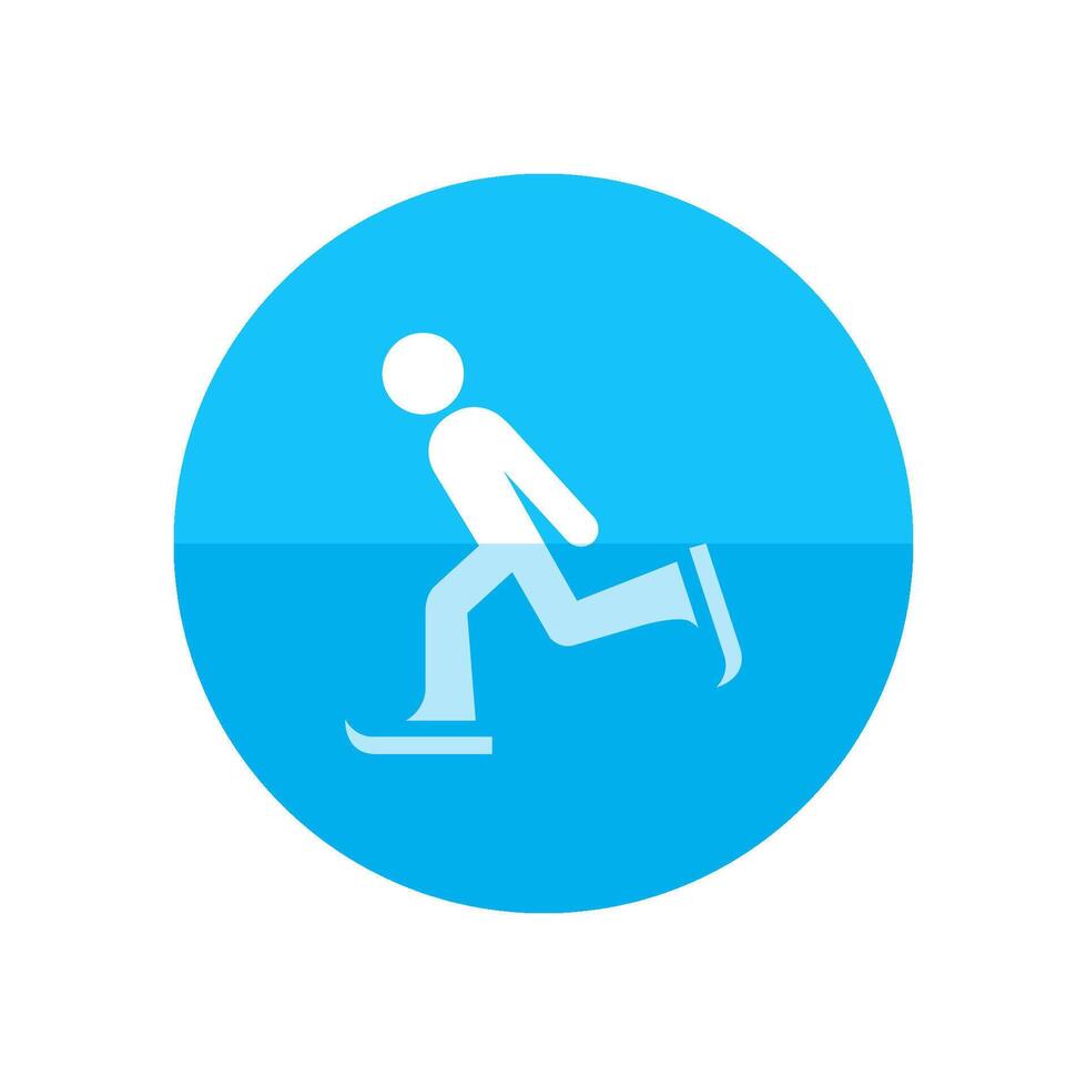 Ice skating icon in flat color circle style. vector