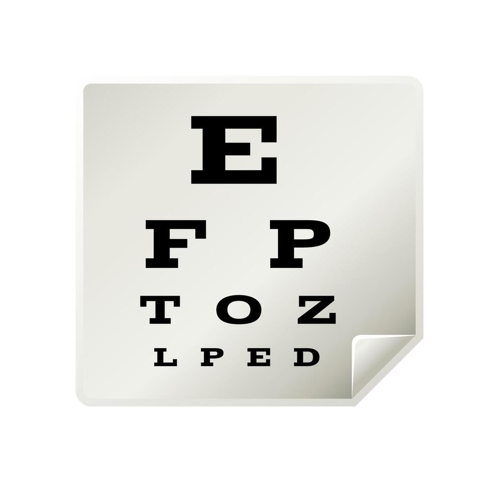 Eye test page icon in color. Letters small tiny vector