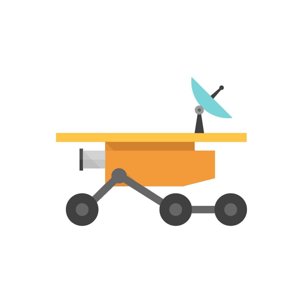 Space rover icon in flat color style. Vehicle, exploration, planet surface vector