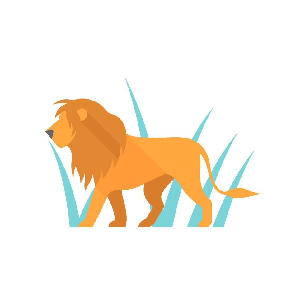 león icono en plano color estilo. silueta logo mamífero carnívoro selva zoo safari vector