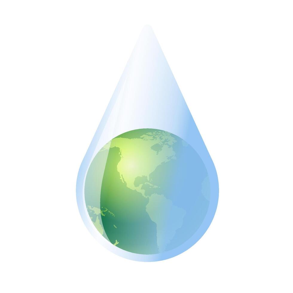 Earth water drop icon in color. Climate change conservation vector