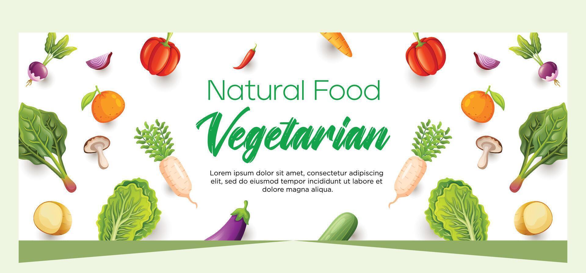 Vegetarian horizontal banner template design vector