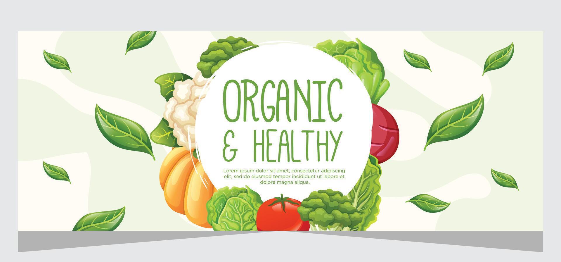 Healthy vegetarian food banner template design vector