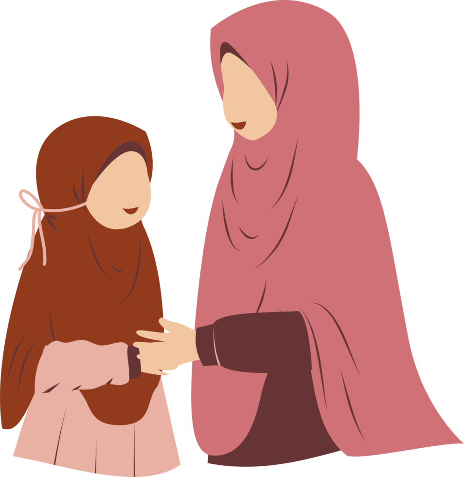 Illustration of mother with her daughter png