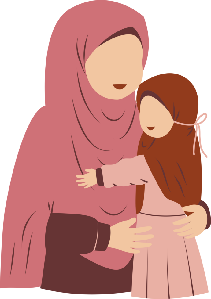 Illustration of mother with her daughter png