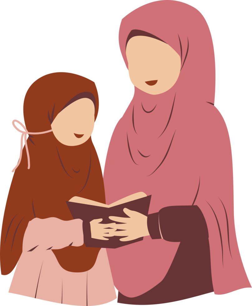 Illustration of mother with her daughter png