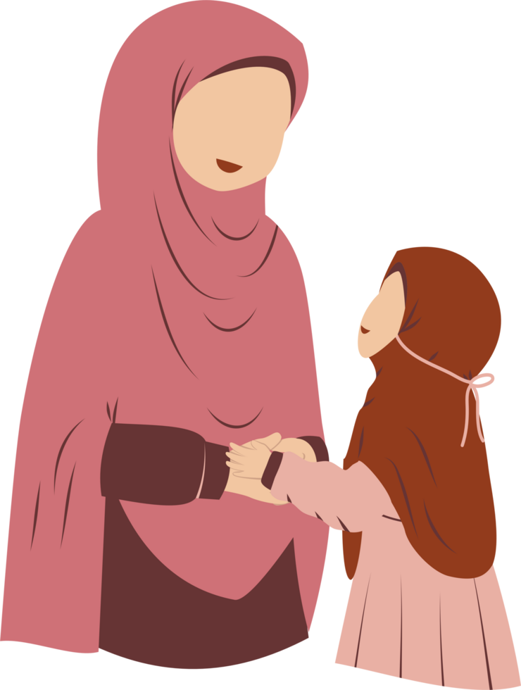 Illustration of mother with her daughter png