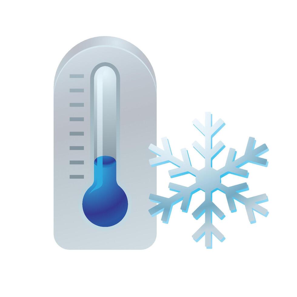 Thermometer icon in color. nature temperature snow winter vector