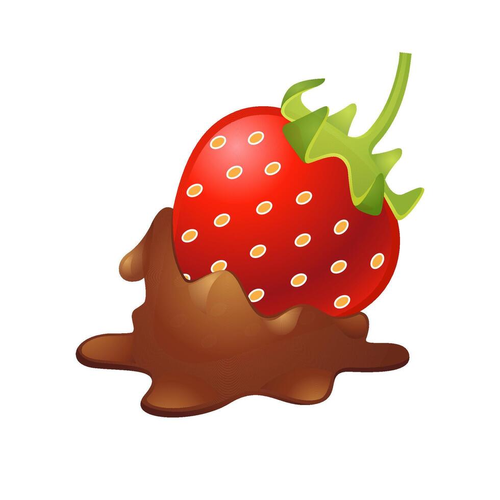fresa chocolate icono en color. Fruta comida postre vector